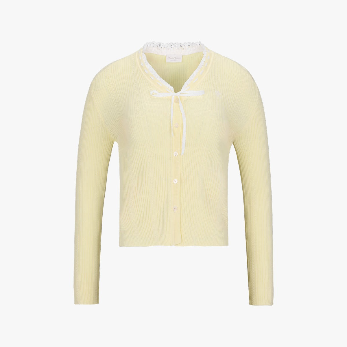 RUFFLED V-NECK CARDIGAN