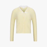 RUFFLED V-NECK CARDIGAN