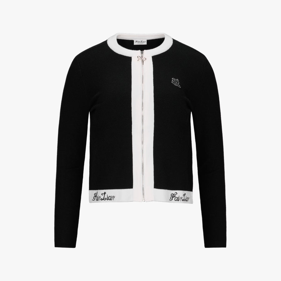 RIBBON ZIPPER CARDIGAN
