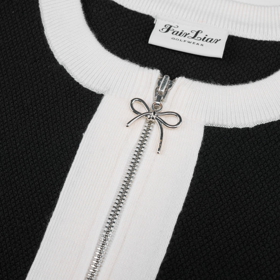 RIBBON ZIPPER CARDIGAN