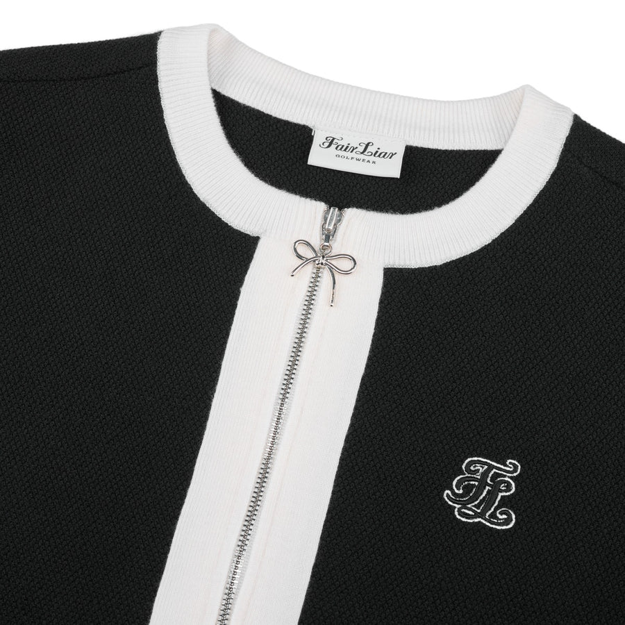 RIBBON ZIPPER CARDIGAN