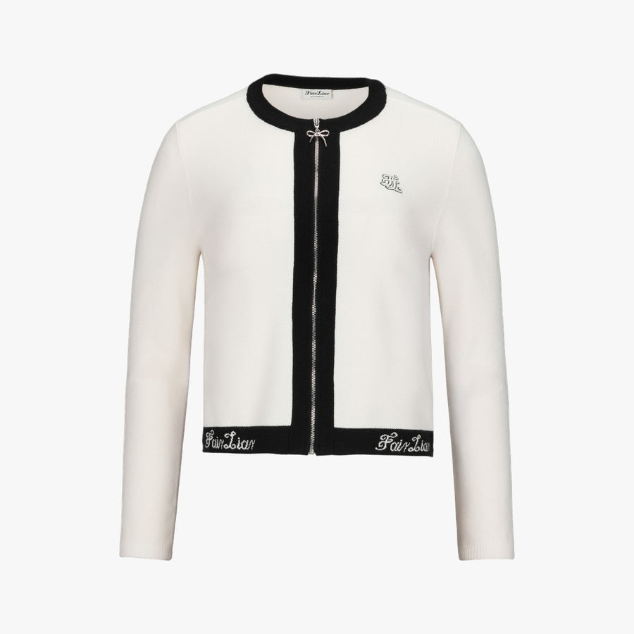 RIBBON ZIPPER CARDIGAN
