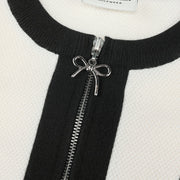 RIBBON ZIPPER CARDIGAN