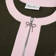 RIBBON ZIPPER CARDIGAN