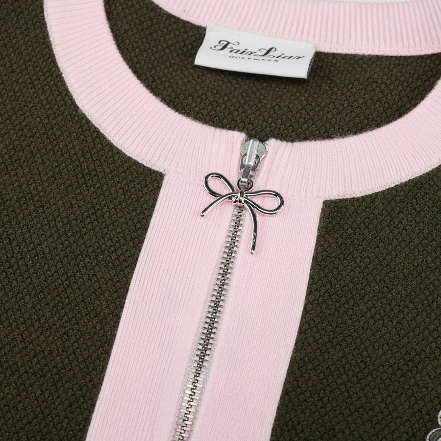RIBBON ZIPPER CARDIGAN