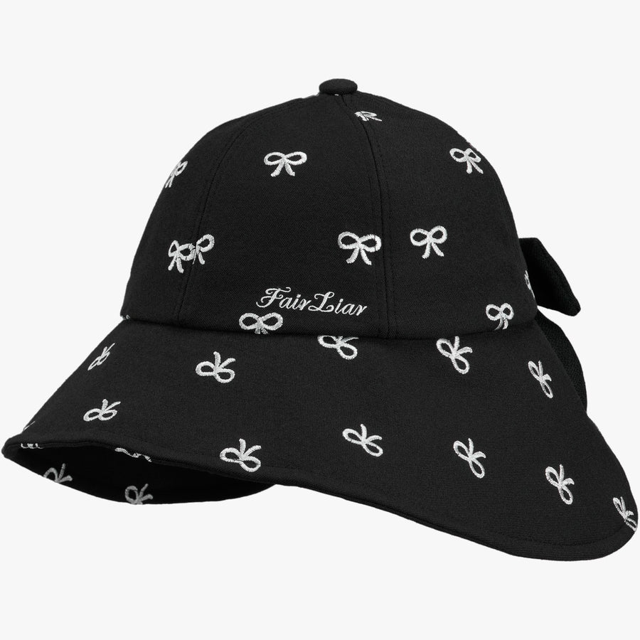 RIBBON EMBROIDED WIDE BUCKET HAT