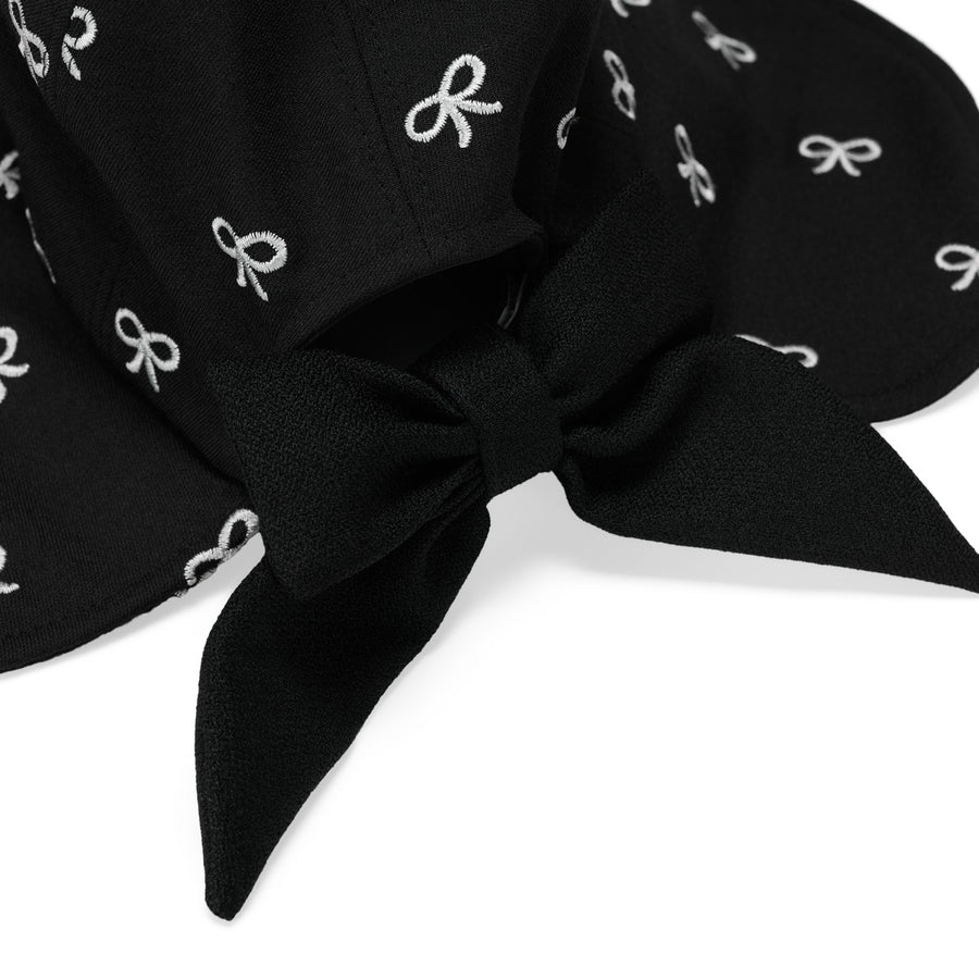 RIBBON EMBROIDED WIDE BUCKET HAT