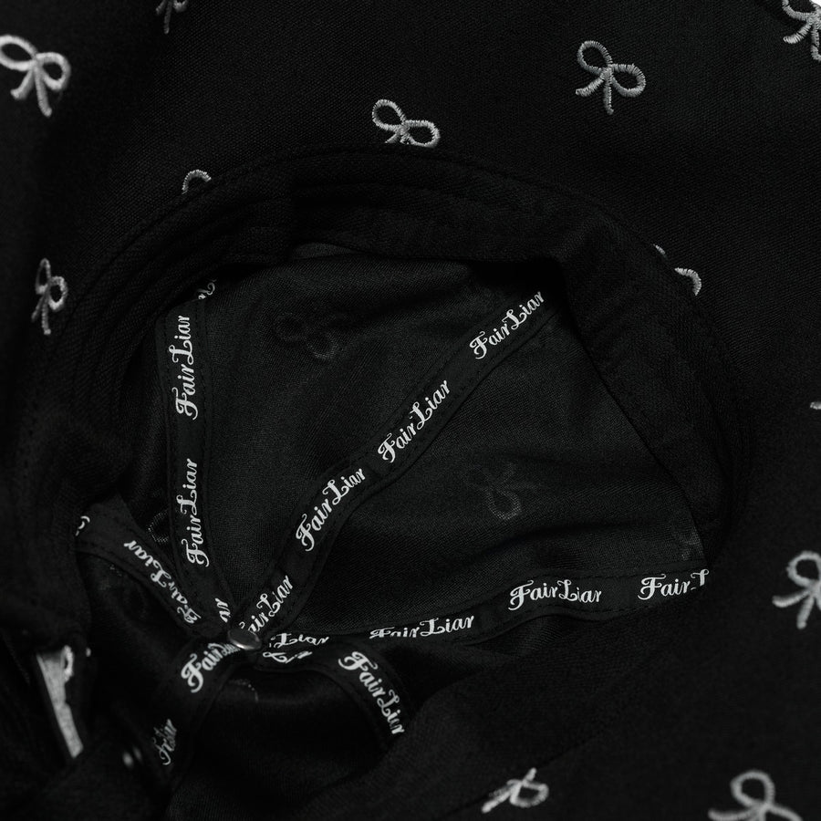 RIBBON EMBROIDED WIDE BUCKET HAT