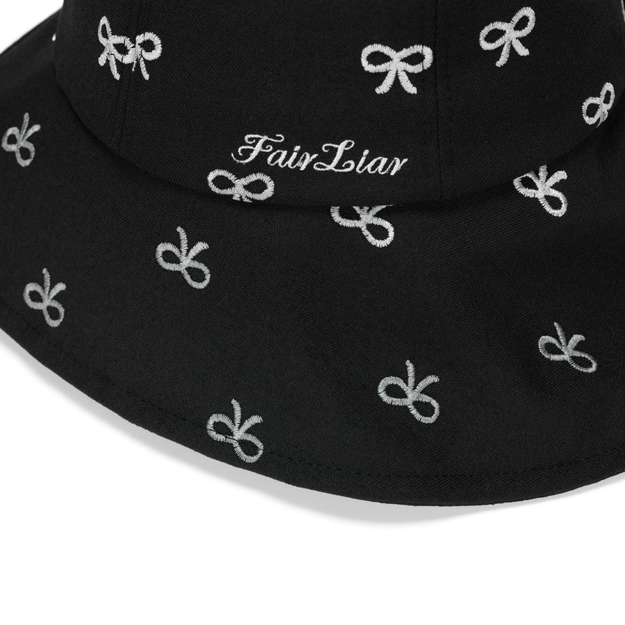RIBBON EMBROIDED WIDE BUCKET HAT