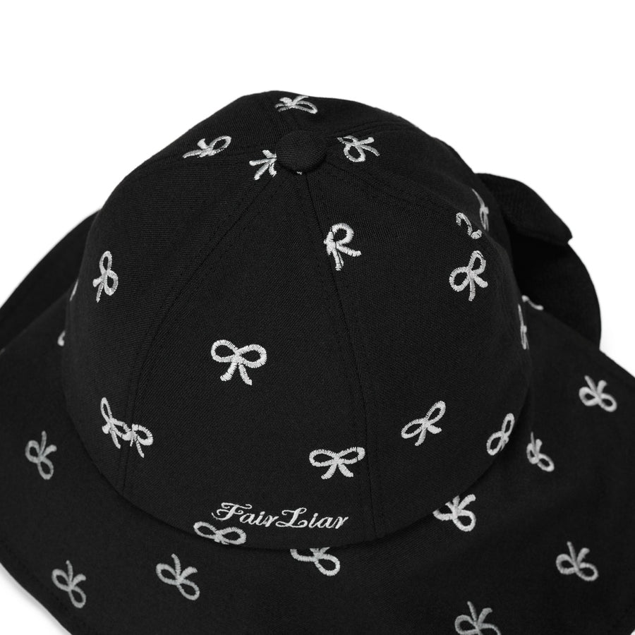 RIBBON EMBROIDED WIDE BUCKET HAT