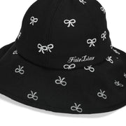 RIBBON EMBROIDED WIDE BUCKET HAT
