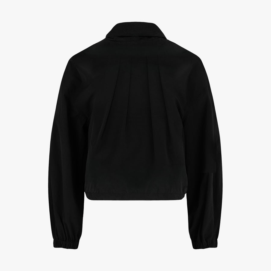 CROPPED SHIRRING ZIP-UP JACKET