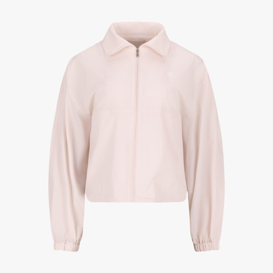 CROPPED SHIRRING ZIP-UP JACKET