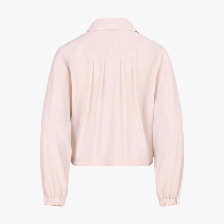 CROPPED SHIRRING ZIP-UP JACKET