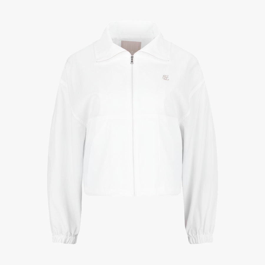 CROPPED SHIRRING ZIP-UP JACKET