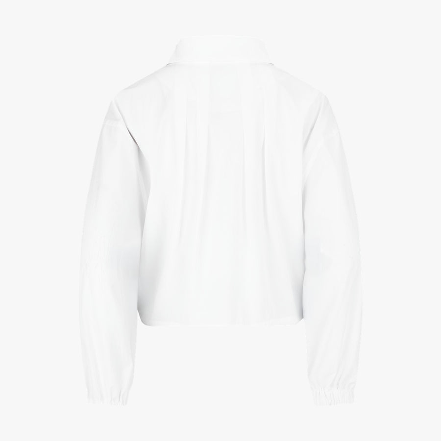 CROPPED SHIRRING ZIP-UP JACKET