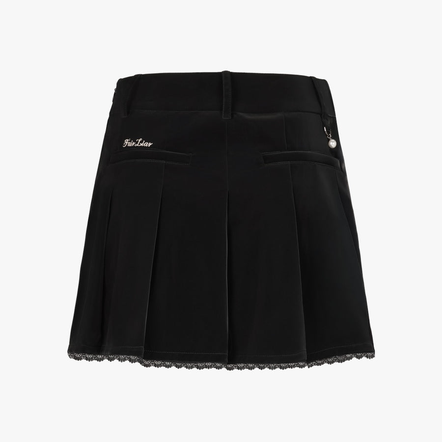 GLOSSY LACE PLEATED SKIRT