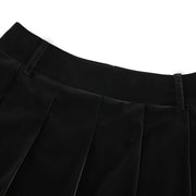 GLOSSY LACE PLEATED SKIRT