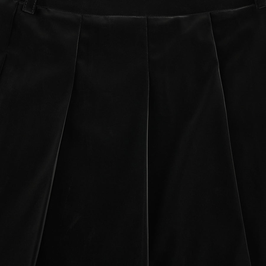 GLOSSY LACE PLEATED SKIRT
