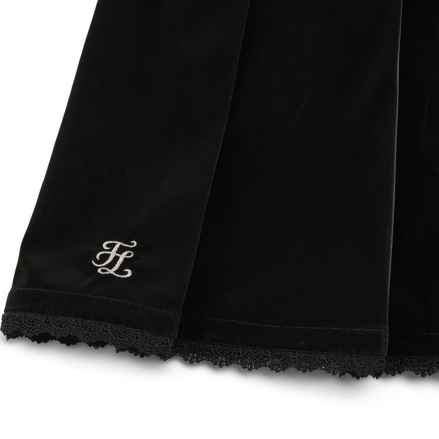 GLOSSY LACE PLEATED SKIRT