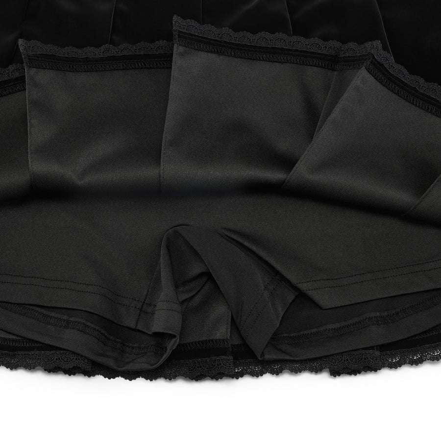 GLOSSY LACE PLEATED SKIRT