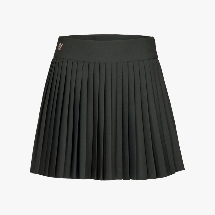 PIQUE BACK LOGO PLEATED SKIRT