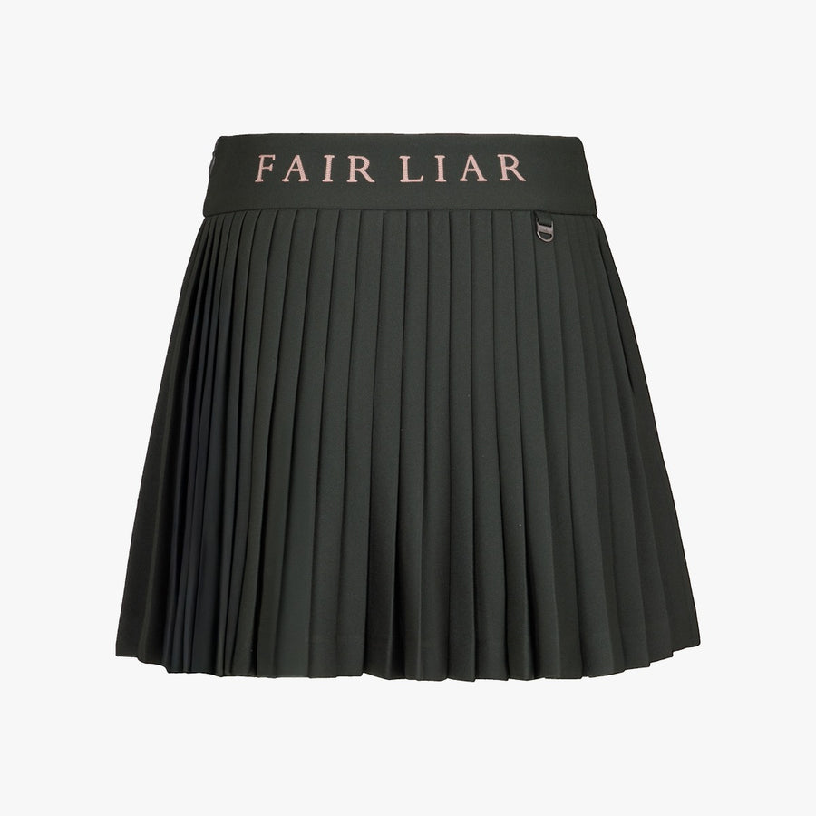 PIQUE BACK LOGO PLEATED SKIRT