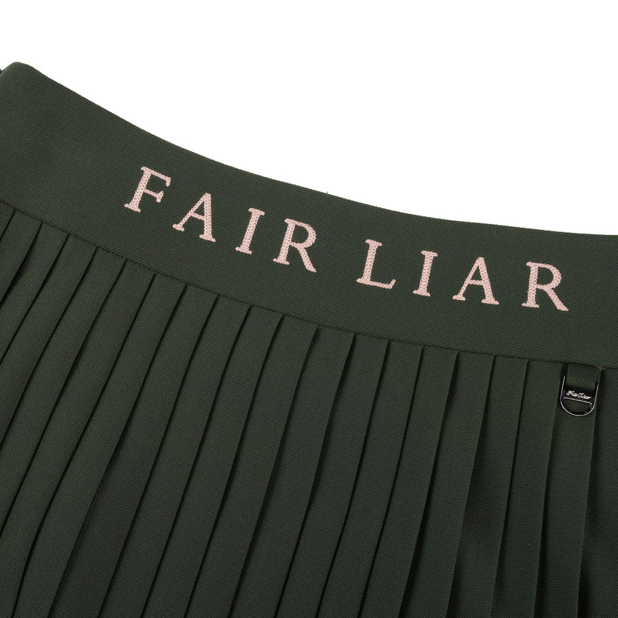 PIQUE BACK LOGO PLEATED SKIRT