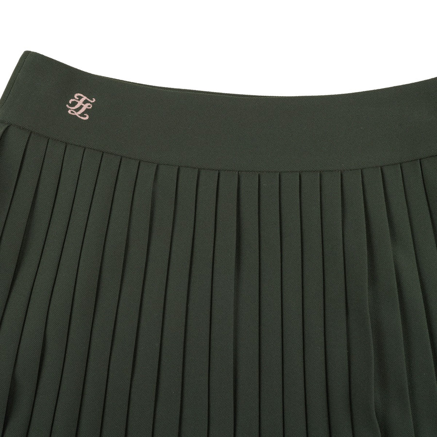 PIQUE BACK LOGO PLEATED SKIRT