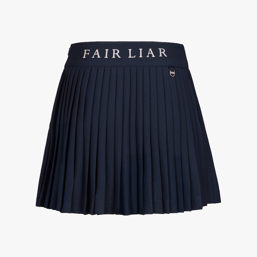PIQUE BACK LOGO PLEATED SKIRT