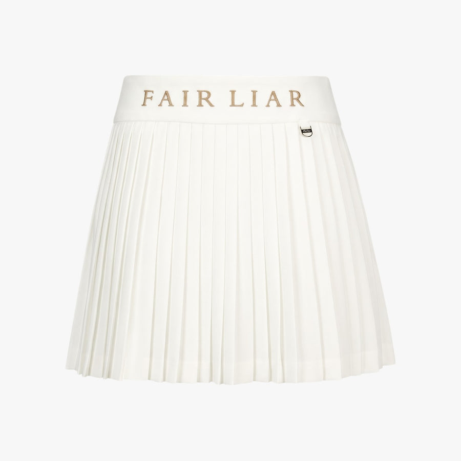 PIQUE BACK LOGO PLEATED SKIRT