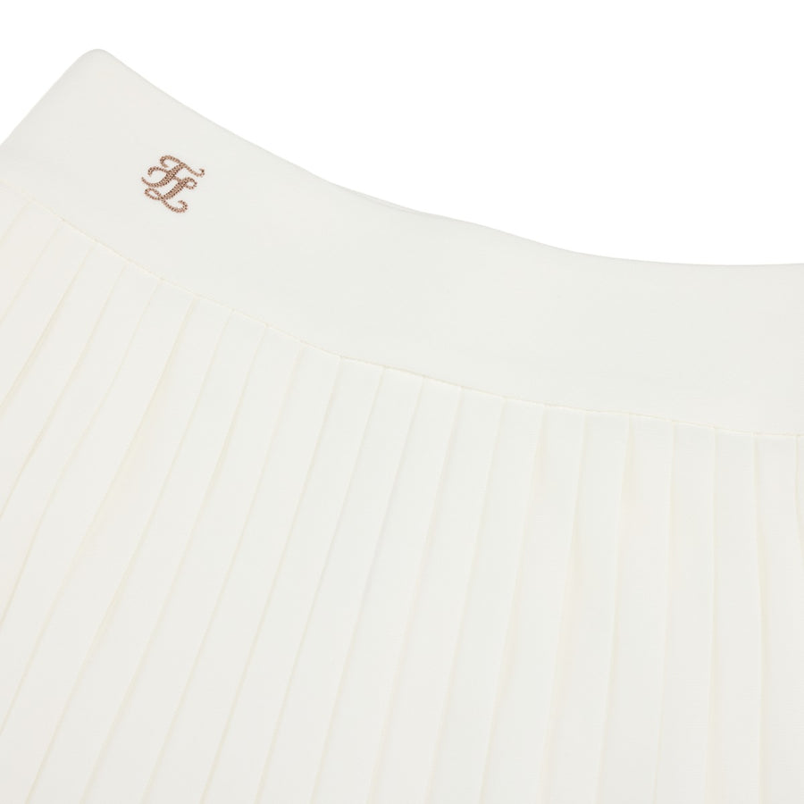 PIQUE BACK LOGO PLEATED SKIRT