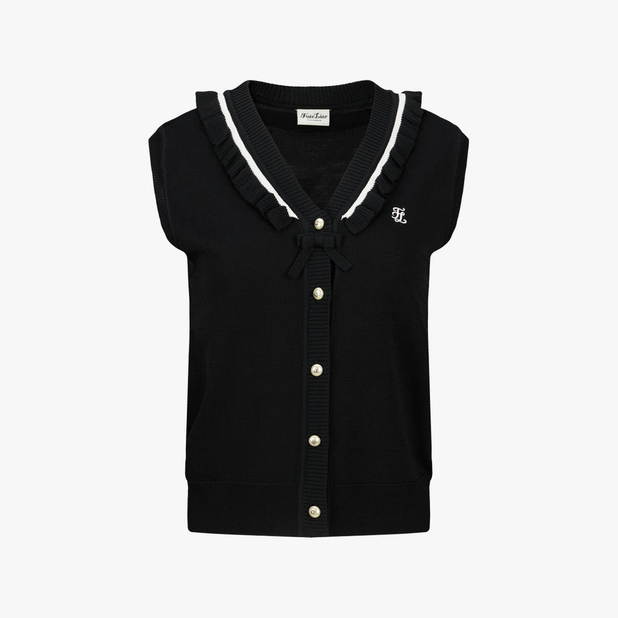 RUFFLED V-NECK VEST