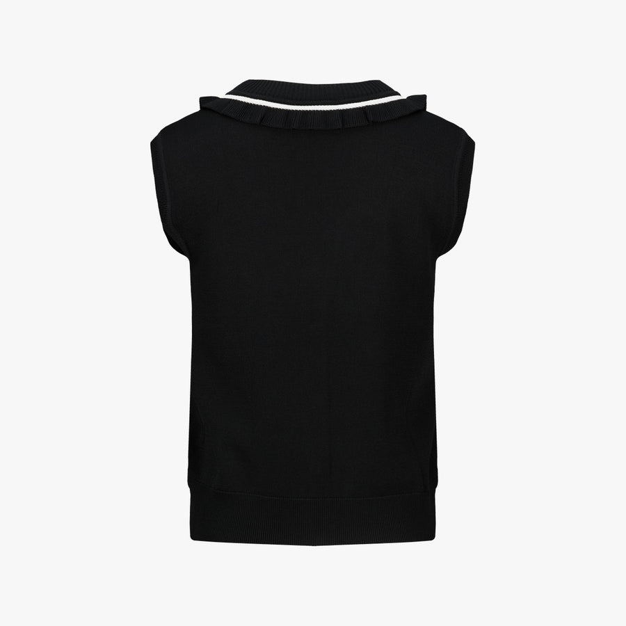 RUFFLED V-NECK VEST