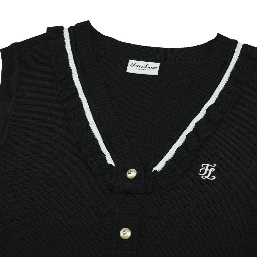 RUFFLED V-NECK VEST