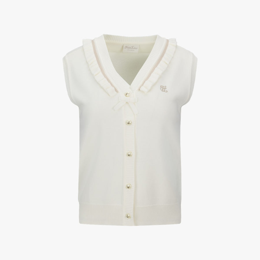RUFFLED V-NECK VEST