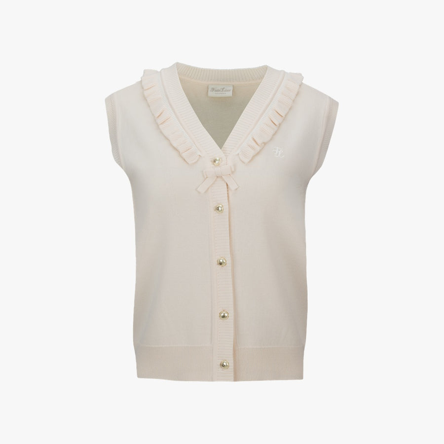 RUFFLED V-NECK VEST
