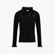 RUFFLED V-NECK T-SHIRT