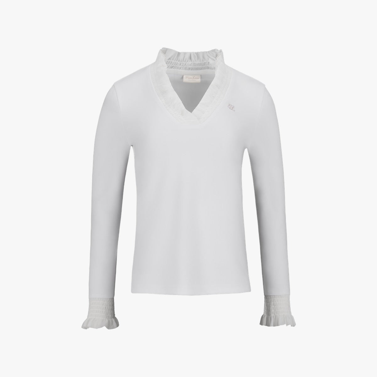 RUFFLED V-NECK T-SHIRT