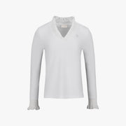 RUFFLED V-NECK T-SHIRT