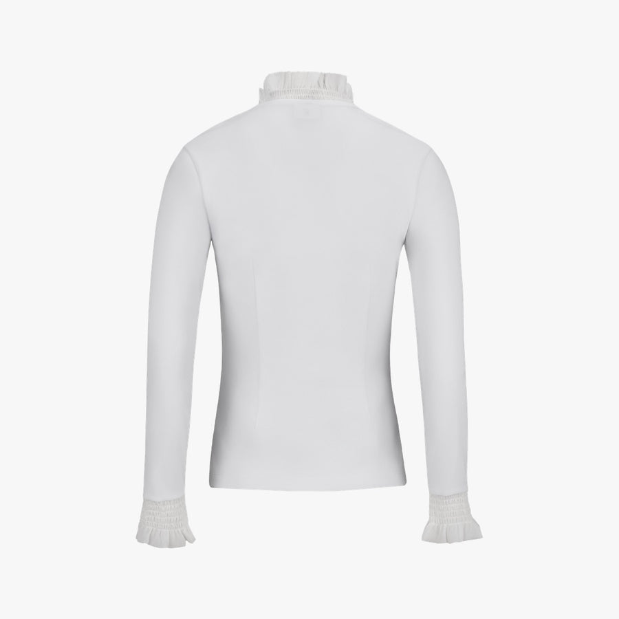 RUFFLED V-NECK T-SHIRT