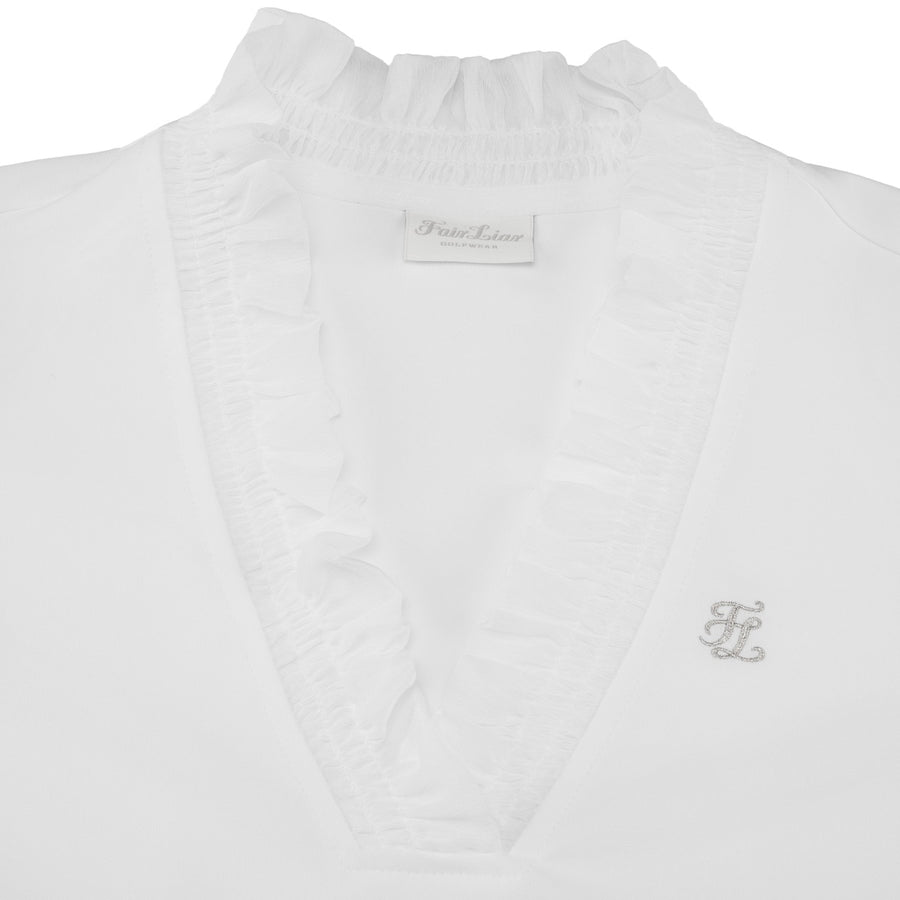RUFFLED V-NECK T-SHIRT