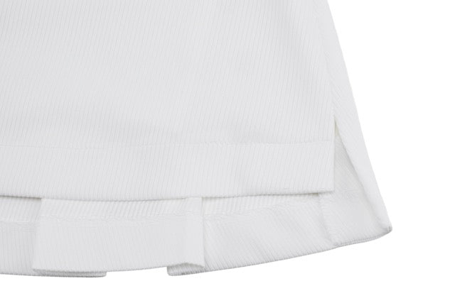 RIB BACK PLEATED SKIRT