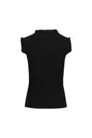 FRILL V-NECK SLEEVELESS T-SHIRT