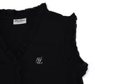 FRILL V-NECK SLEEVELESS T-SHIRT