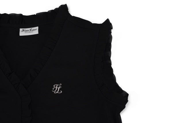 FRILL V-NECK SLEEVELESS T-SHIRT