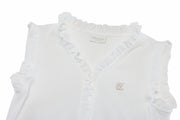 FRILL V-NECK SLEEVELESS T-SHIRT