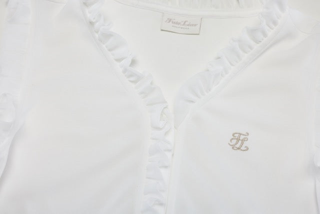 FRILL V-NECK SLEEVELESS T-SHIRT
