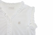 FRILL V-NECK SLEEVELESS T-SHIRT