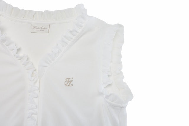 FRILL V-NECK SLEEVELESS T-SHIRT